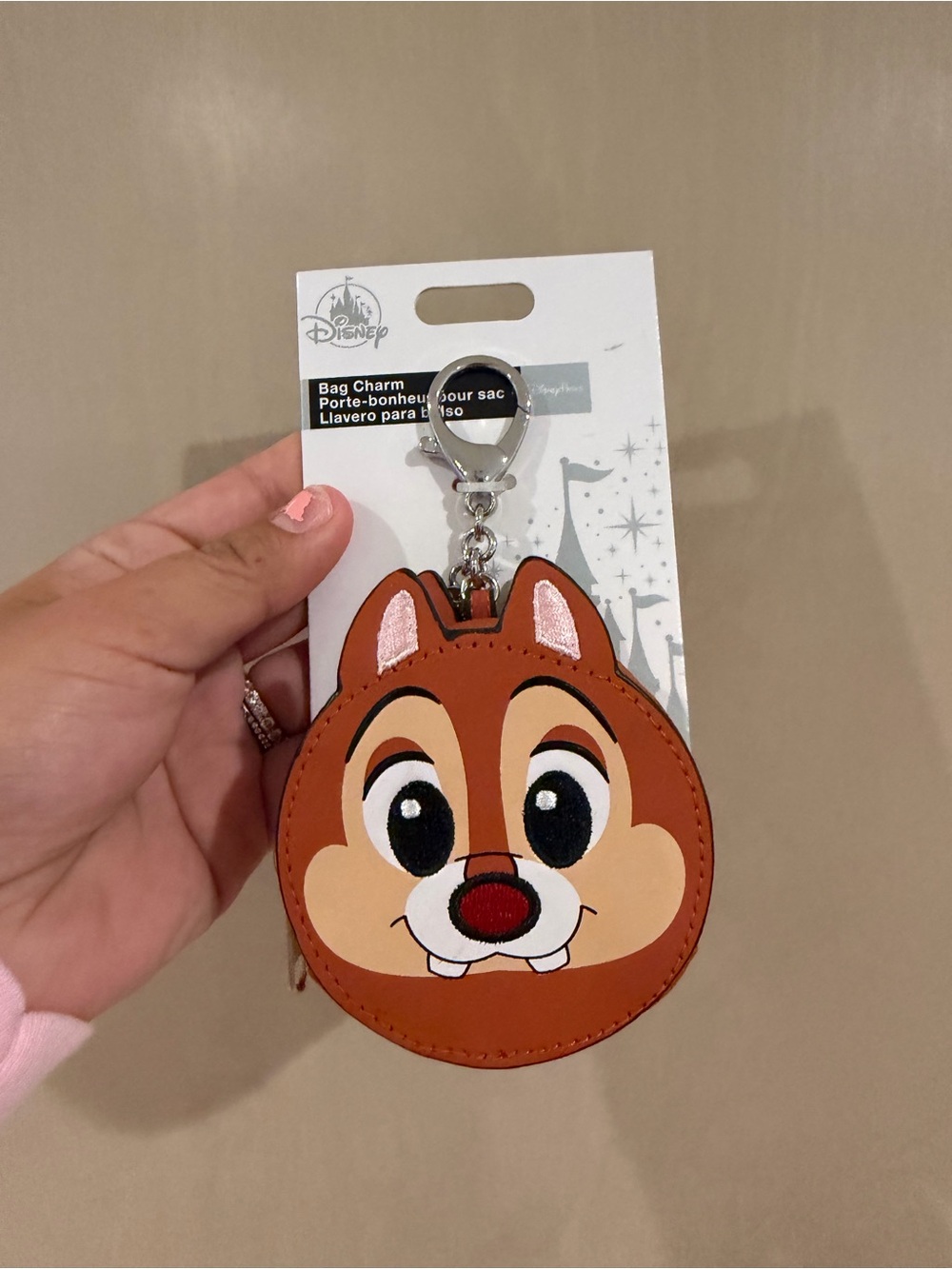 Disney Chip Face Keychain Charm - Brown, Tan, Black, White, Red